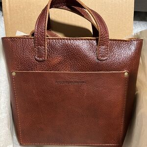 Portland Leather Mini Crossbody Tote Bag in Nutmeg NWOT